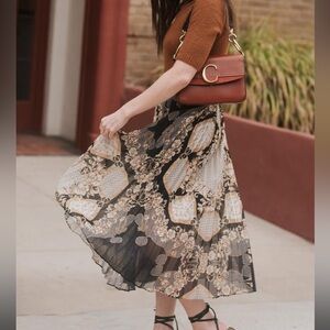 Hale Bob Print Pleated Skirt